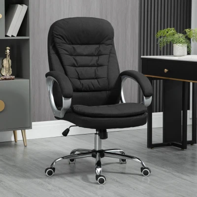 Vinsetto Executive Office Chair Swivel Linen Fabric Black