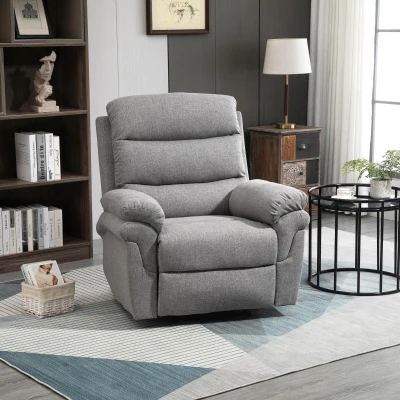 HOMCOM Fauteuil Relax Manuel Repose-Pied Tissu Gris