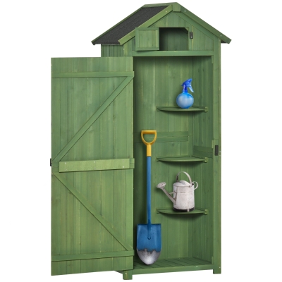 Outsunny Wooden Garden Shed with Lockable Doors Dark Green
