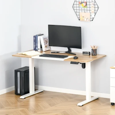 Vinsetto Höhenverstellbarer Schreibtisch Elektrisch 140 x 70 cm Computertisch mit 4 Memory-Steuerung, 4 tlg. Tischplatte, Steh-Sitz Tisch mit Anti-Kollision, Überhitzungsschutz Weiß