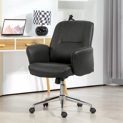 Vinsetto Bürostuhl, höhenverstellbar, atmungsaktiver Bezug, Wippfunktion, bis 120 kg, Schwarz