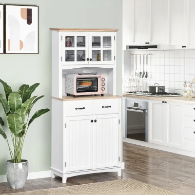 HOMCOM Kitchen Cupboard Storage Cabinet White 2 Drawers