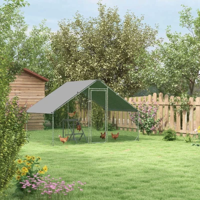 PawHut Walk-In Chicken Run with Shelf & Cover 3x2x2m