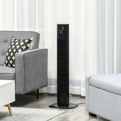 HOMCOM 38" Oscillating Tower Fan with Aroma Black
