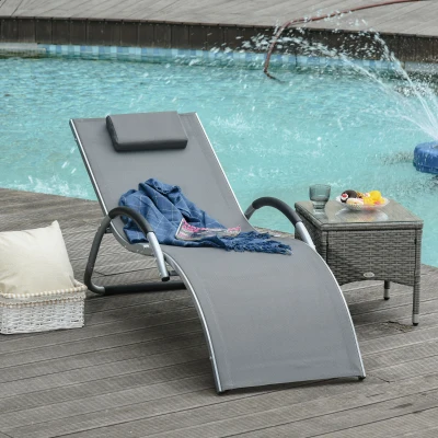 Outsunny Lettino prendisole 160cm x 60cm x 65cm Grigio Scuro