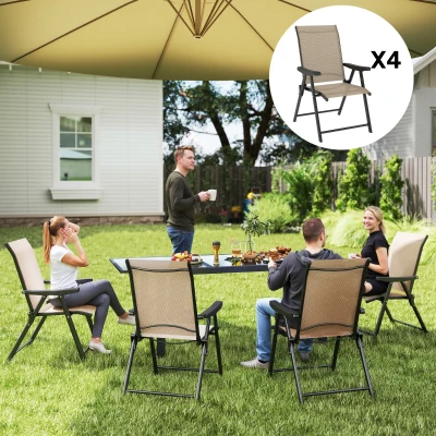 Folding Chair Set 56W x 73D x 97H cm Brown