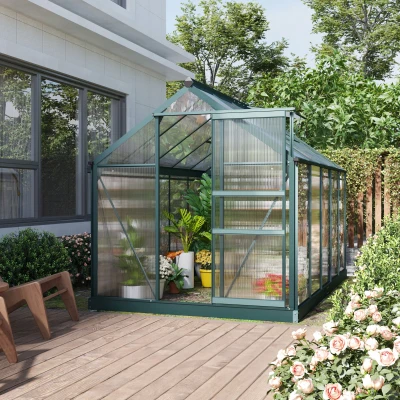 Outsunny 6x10ft Polycarbonate Greenhouse Dark Green