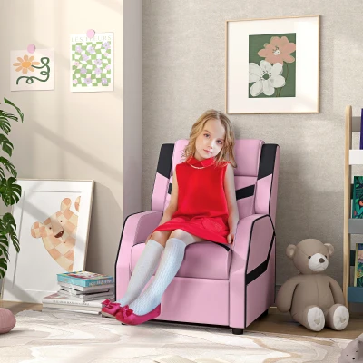 AIYAPLAY Kids Recliner Chair PU Leather Pink 3-9 Years