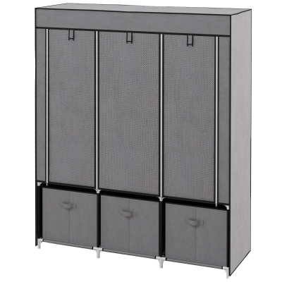 HOMCOM Armoire Tissu Pliable 5 Étagères 3 Tiroirs