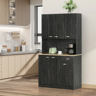 HOMCOM Buffet Cuisine Multi-Rangements 6 Portes 1 Tiroir