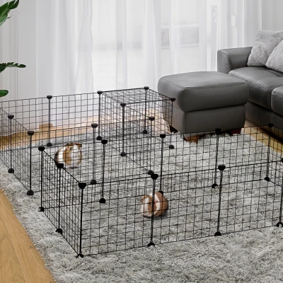 PawHut Enclos Animaux Métallique Noir L106x73x36cm