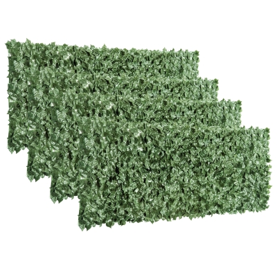 Outsunny 4-Piece Hedge Screen Privacy Fence Dark Green 2.4x1m