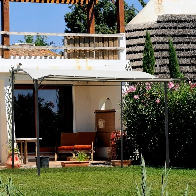 Outsunny Patio Metal Gazebo Awning Cream White 3x2.5m