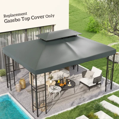 Outsunny 3x4m Gazebo Canopy Replacement Deep Grey Cover