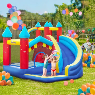 Outsunny Kids Bouncy Castle with Slide & Pool