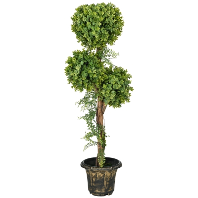 HOMCOM Arbre Artificiel 3 Buis Pot Ciment 115cm