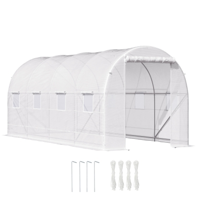 Outsunny Serra da Giardino a Tunnel 5x2x2m in Metallo e PE Bianco