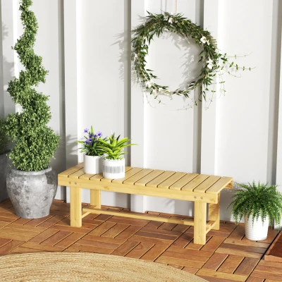 Outsunny Gartenbank, 2-Sitzer Sitzbank, Gartenmöbel, Rustikale Bank, Massivholz, Natur, 110 x 38 x 35 cm