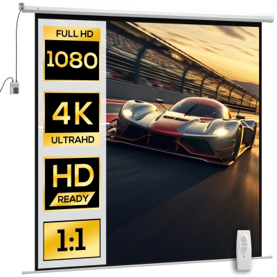HOMCOM Telo Proiettore Motorizzato da 120" con Telecomando Bianco