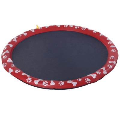 PawHut Hundepool, mit Wasserdüsen, faltbar, rutschfest, robust, kunststoff, Ø150 cm, Rot
