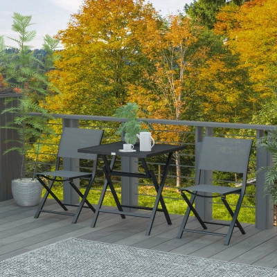 Outsunny Salon Jardin 2 Pers Alu Pliant Gris Anthracite