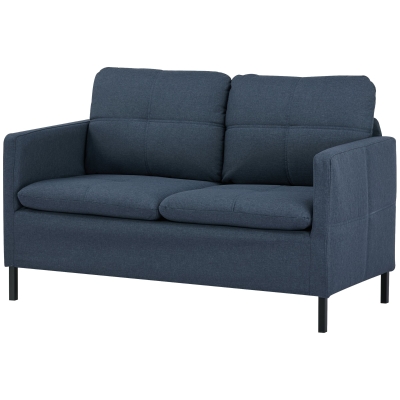 HOMCOM Zweisitzer-Sofa, breite Armlehnen, atmungsaktiver Stoff, Schaumstoffpolsterung, 135 x 67 x 80 cm, Dunkelblau