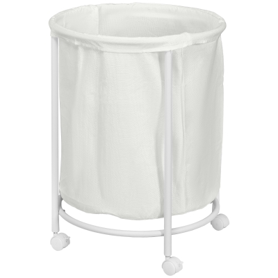 HOMCOM Wäschesammler, 100L Fassungsvermögen, Φ50x68H cm, Cremeweiß