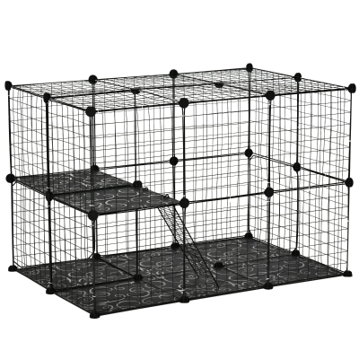 PawHut Pet Playpen Metal Wire Fence 39 Panels Black