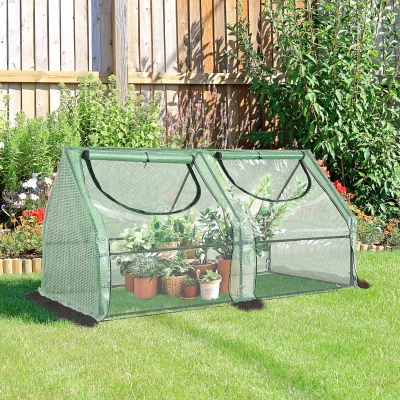 Outsunny Mini Serre Tunnel Acier PE Vert 180x90x90cm