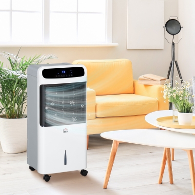 HOMCOM Mobile Air Cooler 12L Remote Oscillating Fan