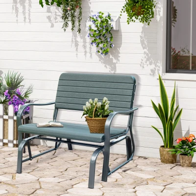 Outsunny Banc Bascule 2 Places Métal HDPE Vert