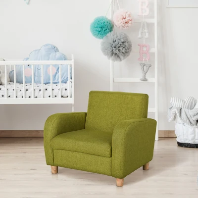 HOMCOM Sillón Infantil Mini Sofá para Niños de +3 Años con Asiento Acolchado Reposabrazos Estructura de Madera 49x45x44cm Verde