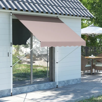 Outsunny Klemmmarkise mit Handkurbel höhenverstellbar Gelenkarmmarkise schmutzabweisend, witterungsbeständig Balkonmarkise 150cm breit Terrassenmarkise für Terrasse Balkon Veranda Cremeweiß
