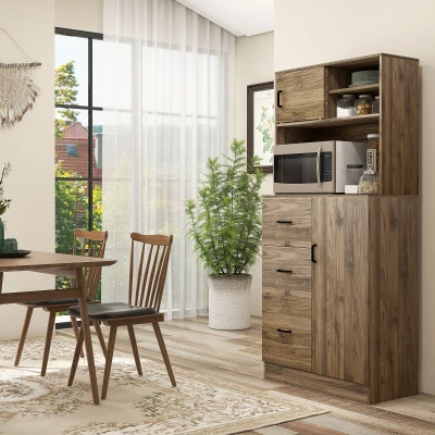 HOMCOM Credenza 80cm x 40cm x 178cm Color Noce