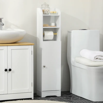 kleankin Colonna Bagno con 3 Ripiani Armadietto 2 Livelli Bianco