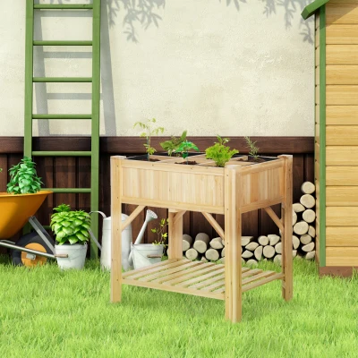 Outsunny Jardinière Bois 6 Compart. 78x58x81cm Étagère Drainage