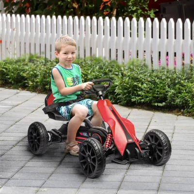 HOMCOM Kart Coche Eléctrico Infantil 12V de 3 a 8 Años Velocidad 3-5km/h y Cinturón de Seguridad 100x58x58,5cm Rojo