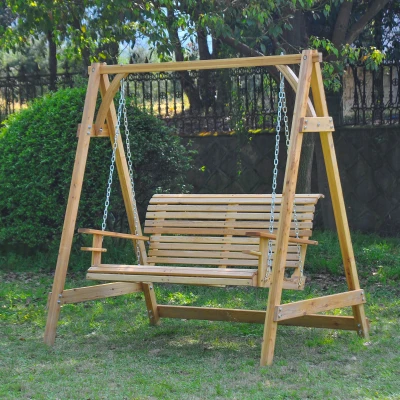 Outsunny 2-Seater Garden Swing Larch Wood Hammock Nature