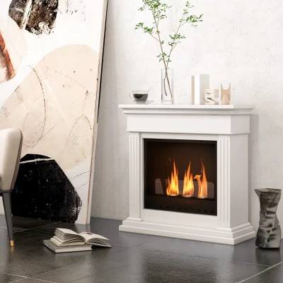 HOMCOM Biocamino 3 Bruciatori Pannello in Vetro Copertura 18㎡
