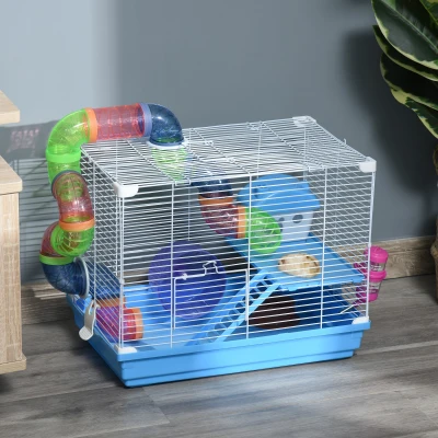 PawHut Gabbia per Criceti a 2 Livelli con Ruota Vassoio e Serbatoio