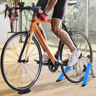 HOMCOM Entrenador de Bicicleta Rodillo para Bicicleta Plegable Portátil con Resistencia Magnética Ajustable de 8 Niveles para Ruedas de 650C, 700C o 26" - 29" 77x56x47,5 cm Azul