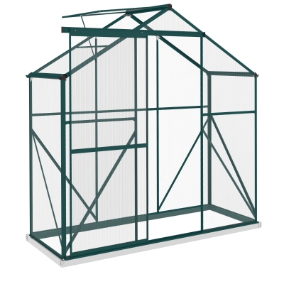 Outsunny Walk-In Greenhouse Polycarbonate 6x2.5ft Green