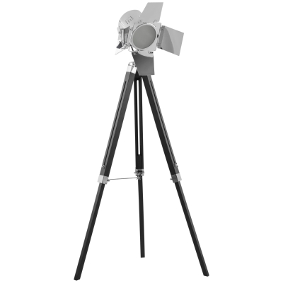 HOMCOM Tripod Floor Lamp Black & Silver Adjustable Height