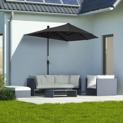 Outsunny 2m Half Parasol Market Umbrella Black