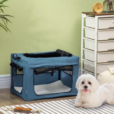 PawHut Transportín para Perros y Gatos Bolsa para Mascotas Transportador para Perros 60x42x42cm Azul