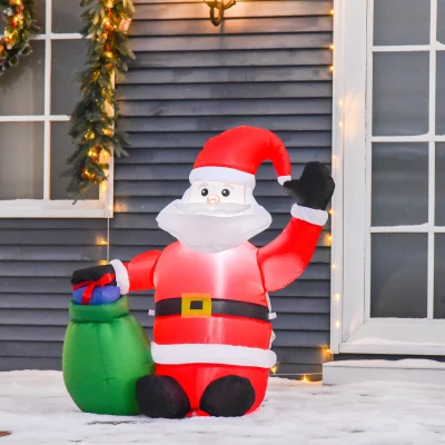 HOMCOM Babbo natale gonfiabile 70cm x 45cm x 120cm Rosso, Verde, Bianco