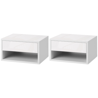 HOMCOM Tables Chevet Murales Bois Blanc 37x32x21cm