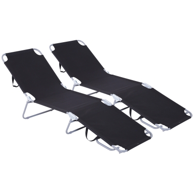 Outsunny Transat Pliable Métal Polyester Noir Dossier Réglable