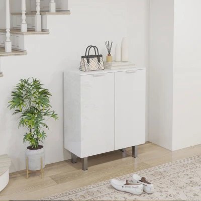 HOMCOM Five-Shelf Shoe Storage Cupboard White