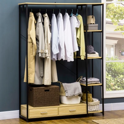 HOMCOM Appendiabiti 130cm x 40cm x 180cm Nero, legno